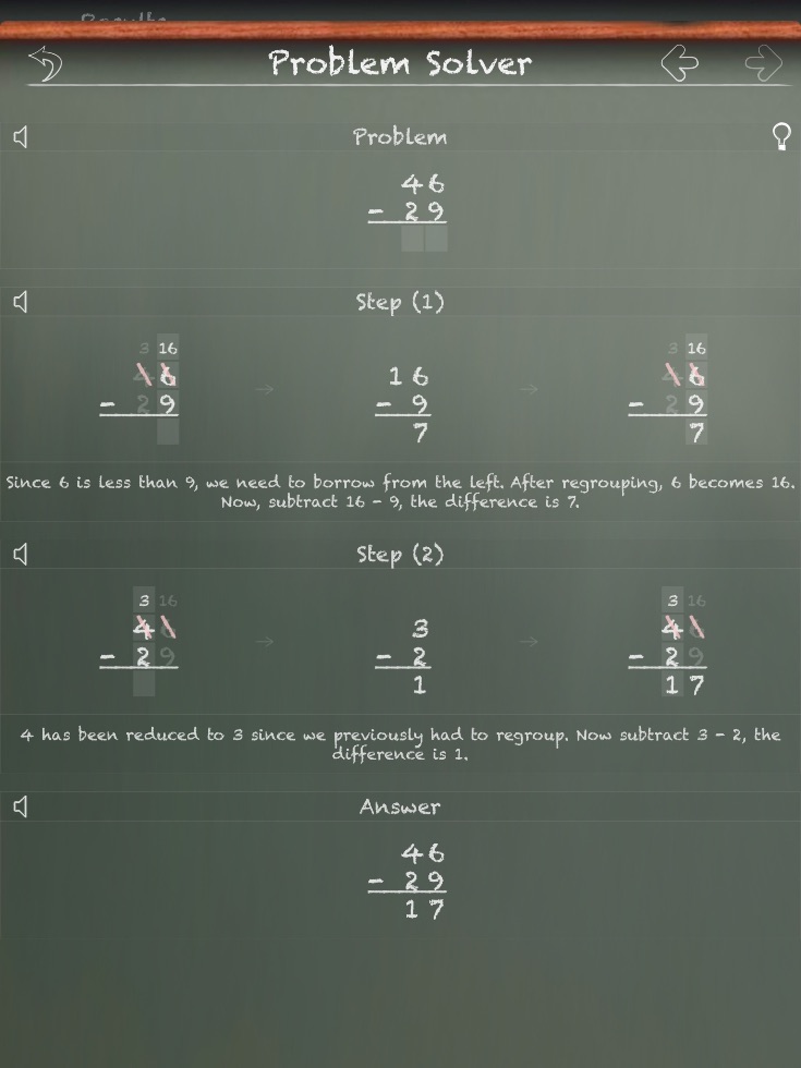 Subtraction through decomposition/regrouping